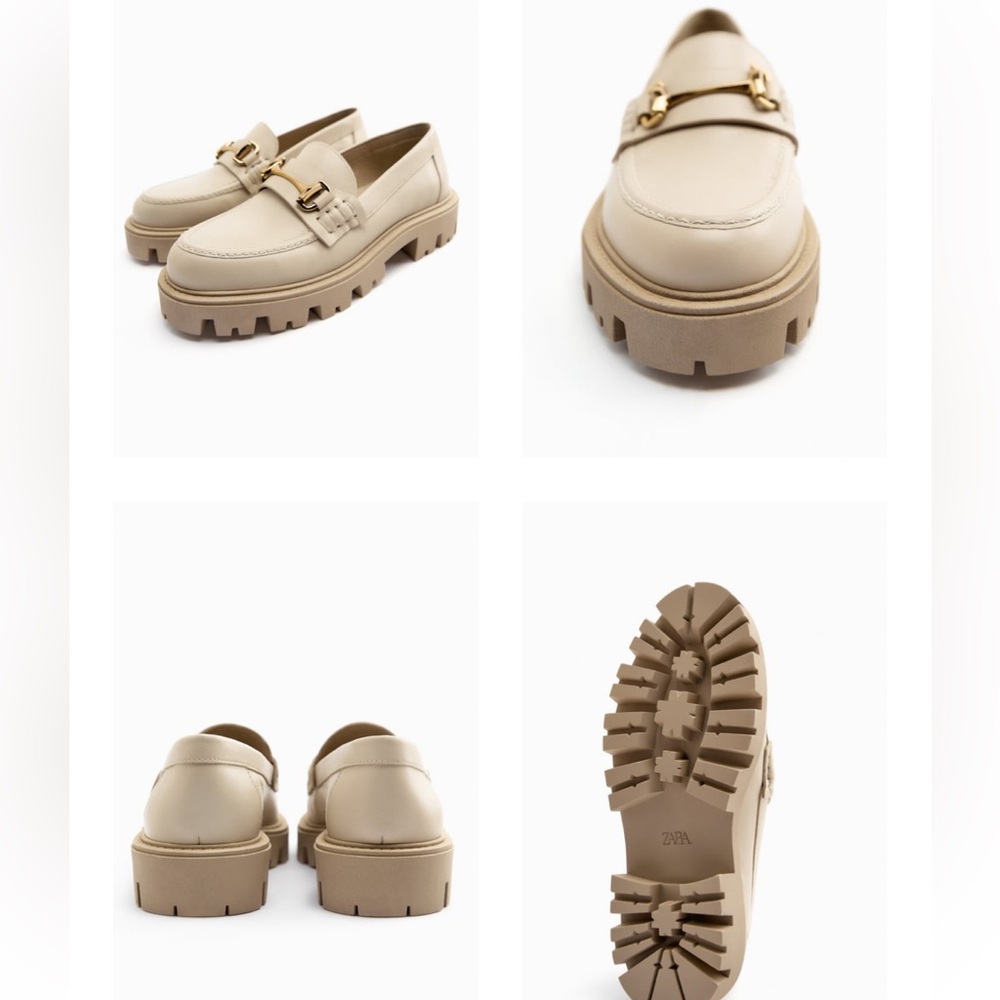 Lug Sole Leather Loafers Zara